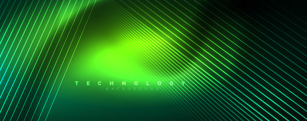 Vector neon light lines concept, abstract background © antishock