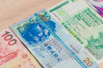 HKD Hongkong money note background