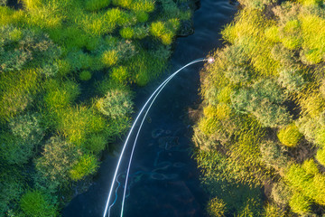 The river between the mountains in a sunny day, 3d rendering