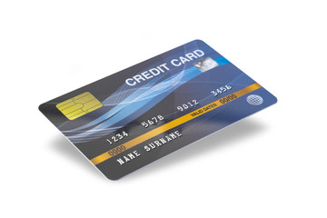 Blue Credit Card isolated on white background with clipping path.