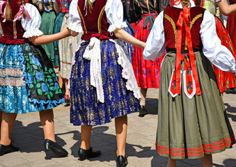 Folk dancers in traditional clothing