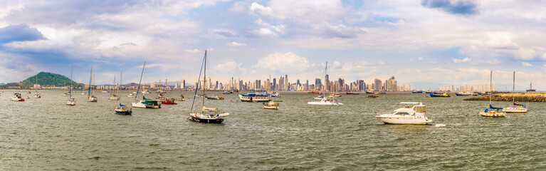 Fototapeta na wymiar Panoramic view at the Panama City from Peninsula Bahia Panama - Panama