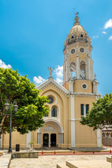 Fototapeta na wymiar View at the Church of San Francisco Asis in Old District (Casco Viejo) in Panama City - Panama
