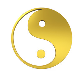 Golden Yin and Yang Symbol Isolated
