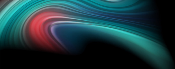 Abstract wave lines fluid rainbow style color stripes on black background. Artistic illustration for presentation, app wallpaper, banner or poster
