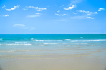 Fototapeta na wymiar Beach blue ocean and sky background ,Summer Concept .