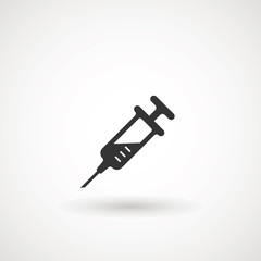 Syringe Injection Icon. Plastic medical syringe needle