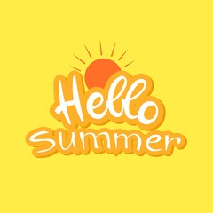 Hello  Summer. Hand drawn lettering. 