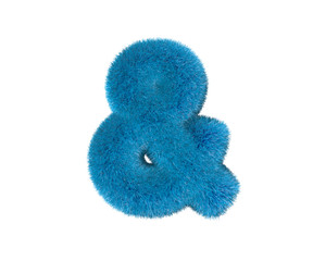 ampersand of blue dear pilous alphabet isolated on white background, kids concept 3D illustration of symbols