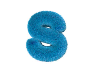 letter S of blue comical shaggy font isolated on white background, kids concept 3D illustration of symbols