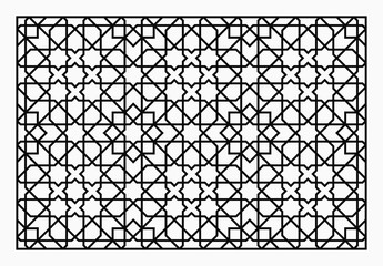 Template for laser cutting. Decorative panel with oriental geometric pattern.