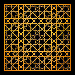 Template for laser cutting. Decorative panel with oriental geometric pattern.