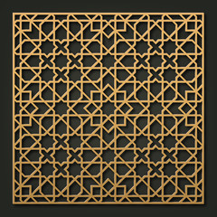 Template for laser cutting. Decorative panel with oriental geometric pattern.