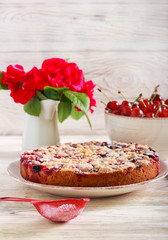 Cherry cake on plate