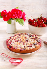 Cherry cake on plate