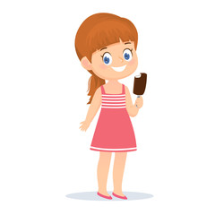 Cute redhead girl with ice cream in her hands