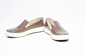 Red high heel women shoes isolated on white background