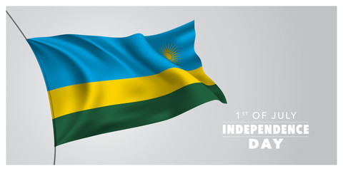 Rwanda happy independence day greeting card, banner, horizontal vector illustration