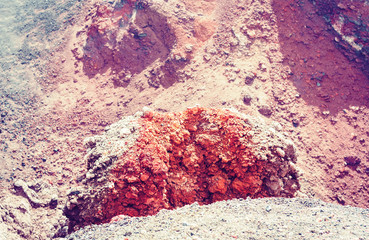 Lava on Mount Etna, active volcano on the east coast of Sicily, Italy.