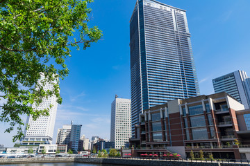 (神奈川県ｰ都市風景)青空の下のみなとみらい都市風景５