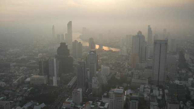Smog and air pollutants over cityscape in Bangkok