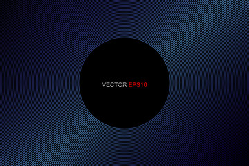 circle lines pattern frame in blue colors isolated on black background with empty space for your text. Technology, music concept. vector illustration eps10