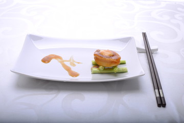 Fine dining of Abalone in a restaurant where presentation is important