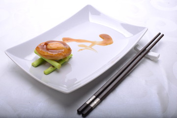 Fine dining of Abalone in a restaurant where presentation is important