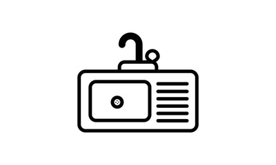 Kitchen sink line icon for home and cleaning concepts