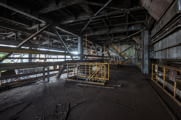 Interior of an old abandoned industrial steel factory