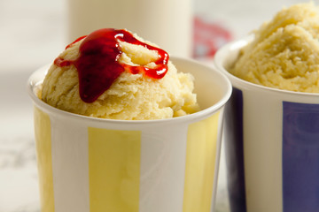 ice cream close-up with syrup