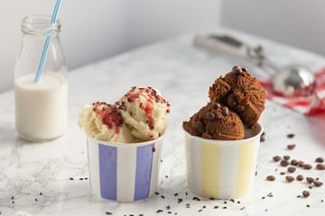 vanilla and coffee ice creams