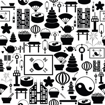 korea seamless pattern background icon.
