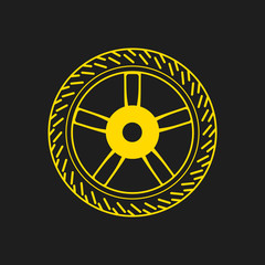 Golden Car tyre outline icon - Vector