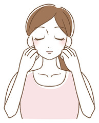 フェイスマッサージをする女性　イラスト