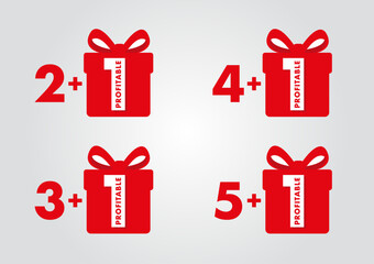 special offer buy two, three, four or five get plus one free set of labels with red numbers and gift box