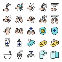 Bathroom Hygiene set, filled icon editable stroke