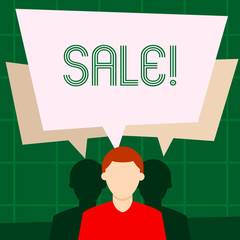 Naklejka premium Writing note showing Sale. Business photo showcasing Selling goods at reduced prices Make a Sell