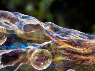 Naklejka premium Abstract background with soap bubbles, close up, with reflection