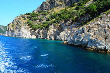 A boat trip on the Aegean Sea overlooking the islands