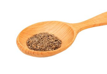 Dry cumin in spoon