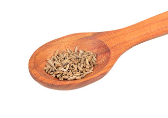 Dry cumin in spoon