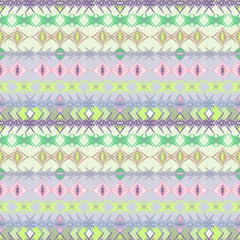 Seamless colorful ethnic striped pattern on light background.