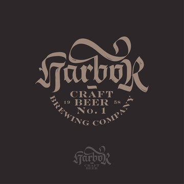 Harbor Craft Beer Logo. Brewing or Pub emblem. Letters composition. Vintage style.