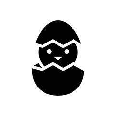 Chick in egg vector illustration, Easter solid style icon