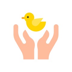 Bird release vector illustration, Easter flat style icon