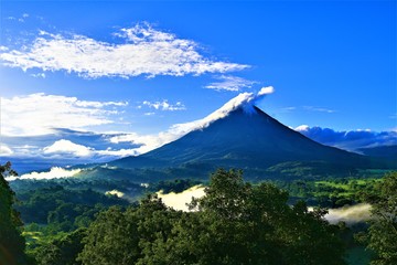 Arenal Volcano after sunset, Arenal, Costa Rica.