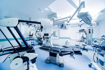 Modern equipment in operating room. Medical devices for neurosurgery.