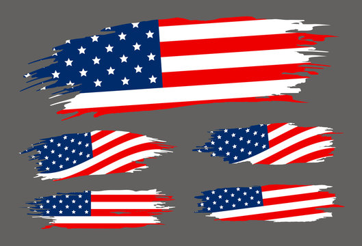 USA flag paintbrush on gray background vector illustration