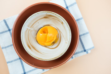 Mango passion fruit ice cream scoop